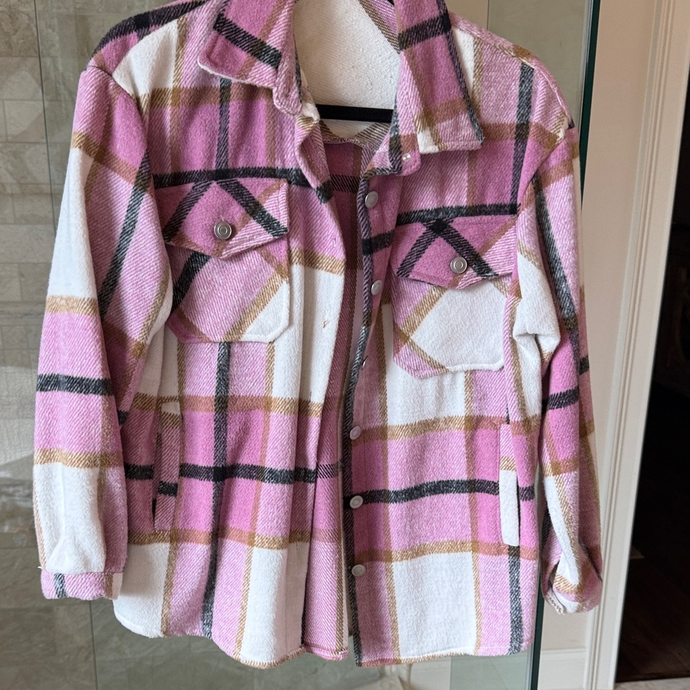 Pink Plaid Flannel Jacket